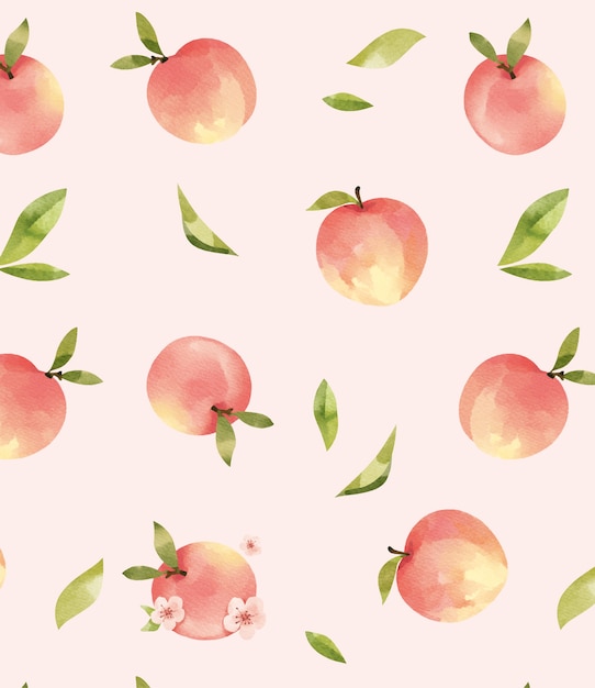 Vector watercolor peach pattern