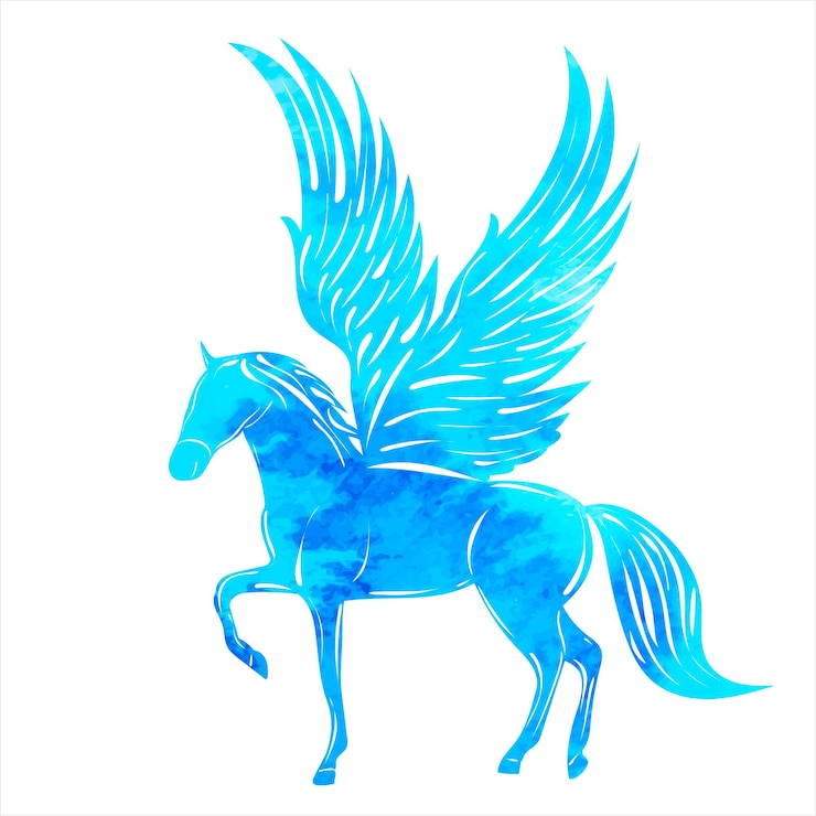 Vector watercolor pegasus silhouette on white background isolated vector