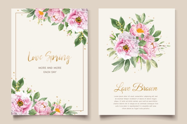 Set di carte invito peonie acquerello