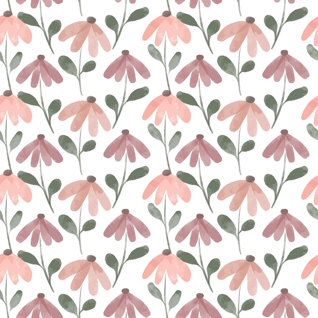 Watercolor petal flower repeat seamless pattern