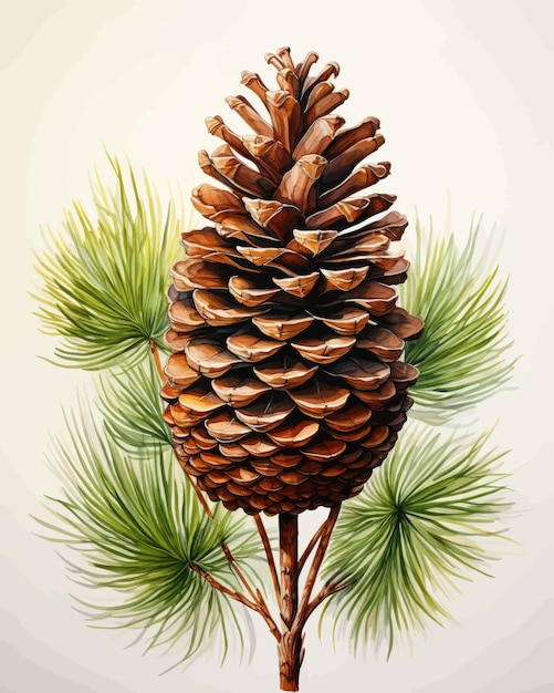 Watercolor Pine Cone on White Background Minimalist Poster