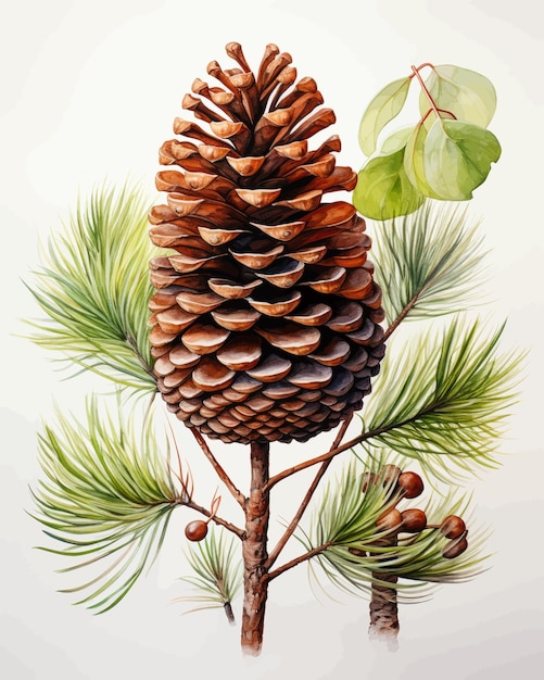 Watercolor Pine Cone on White Background Minimalist Poster