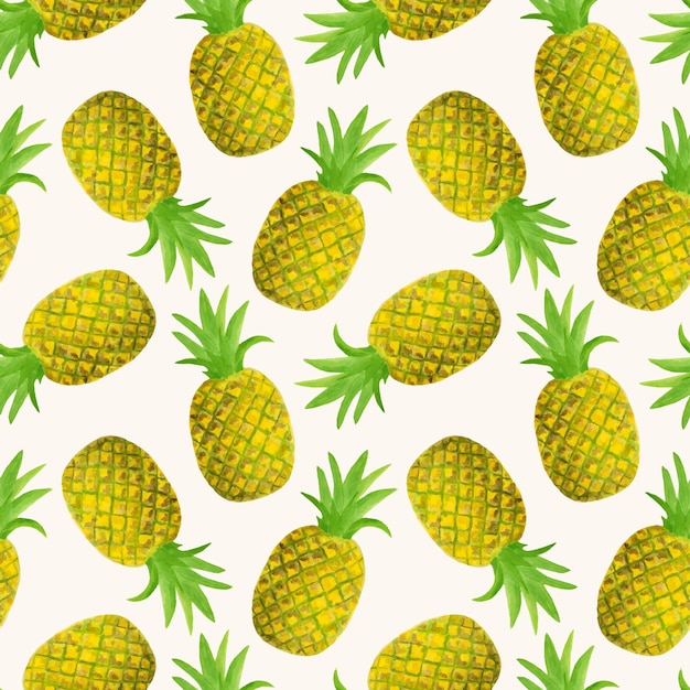 Watercolor pineapple seamless pattern