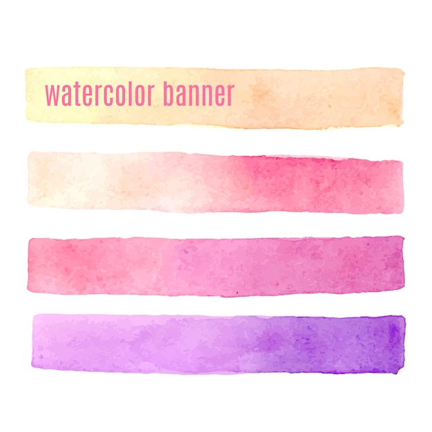 Vector watercolor pink banners set isolated on white background vector illustration watercolor background