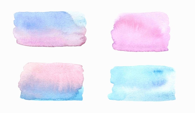 Vector watercolor pink and blue textured splashes .