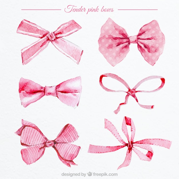 Vector watercolor pink bows