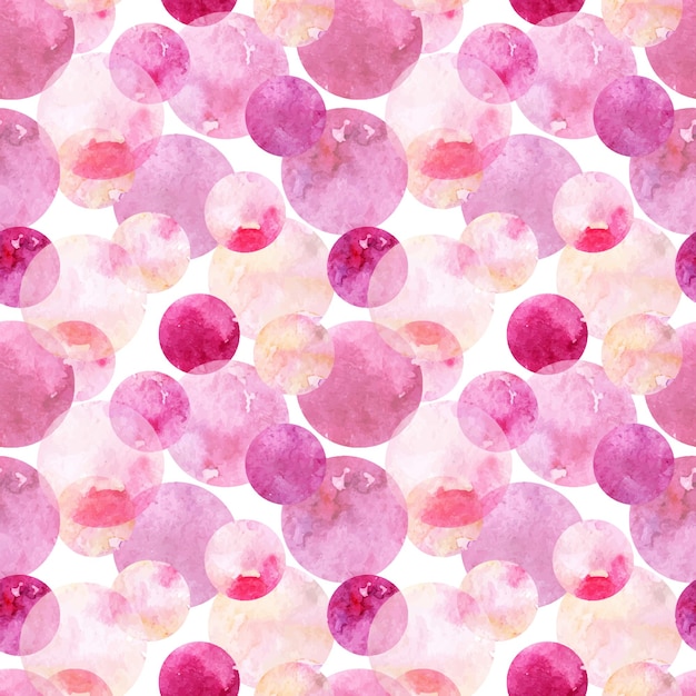 Watercolor pink circle ball abstract seamless pattern vector