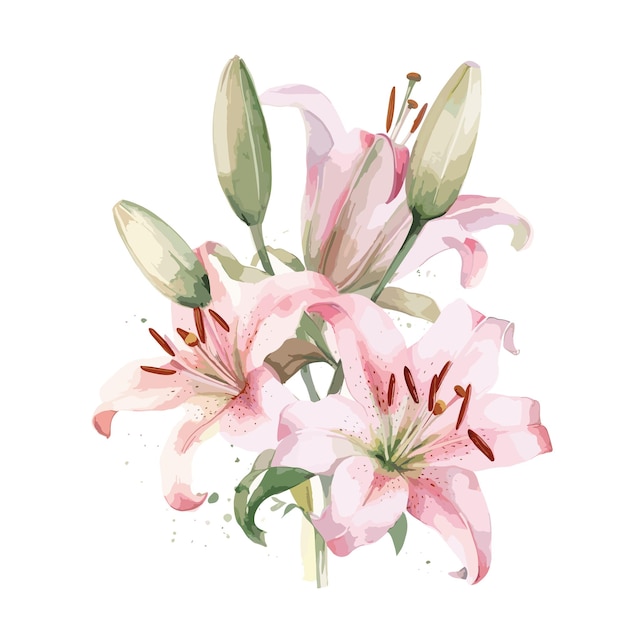 watercolor pink flower bouquet hand drawn floral