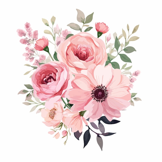 watercolor pink flower bouquet