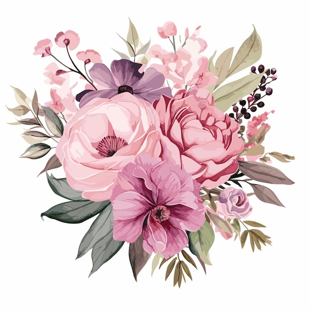 watercolor pink flower bouquet