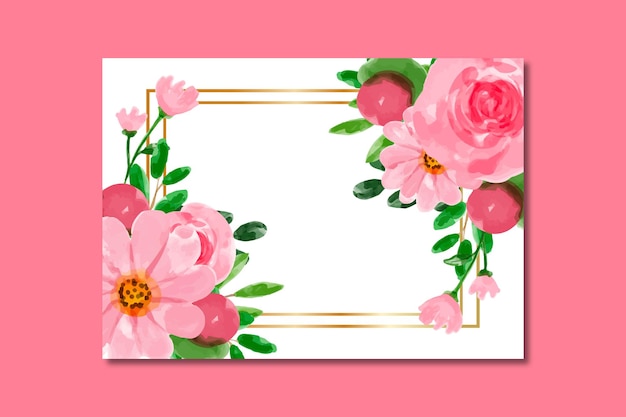 Вектор Акварель розовая цветочная рамка фон
