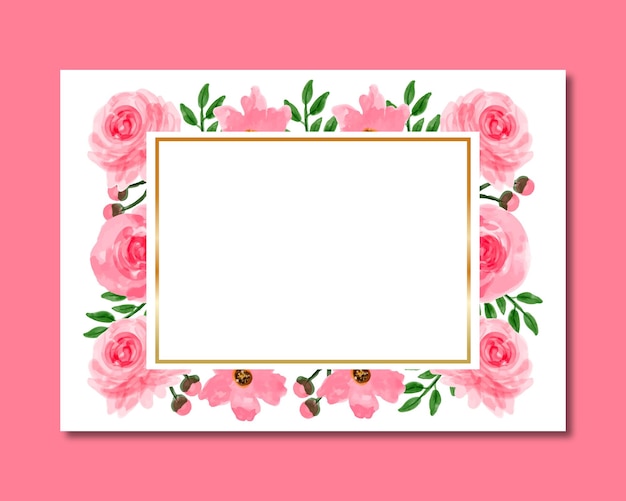 Vector watercolor pink flower frame background