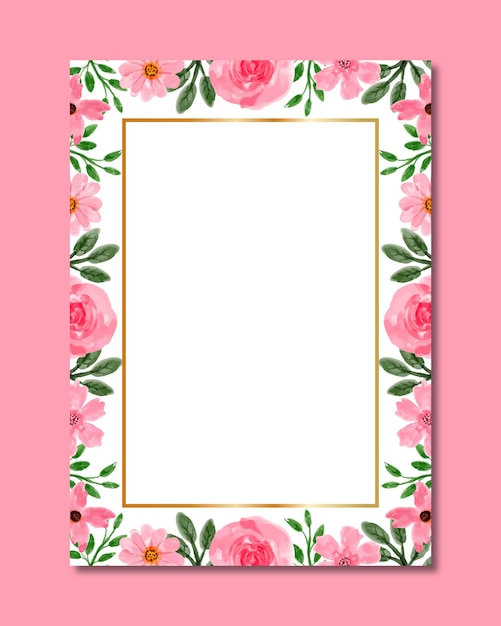 Vector watercolor pink flower frame background