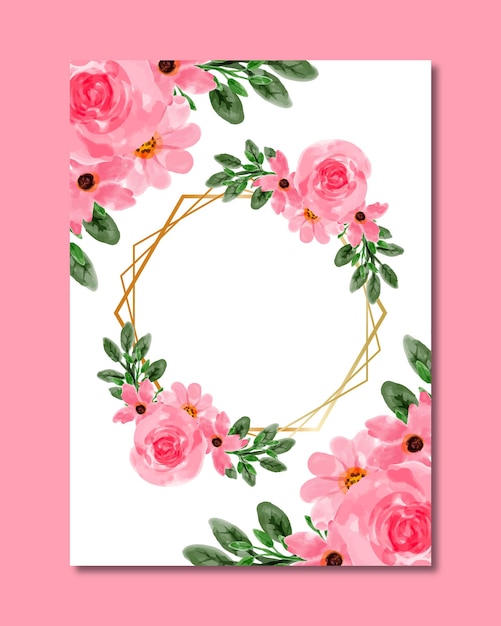 Watercolor pink flower frame background