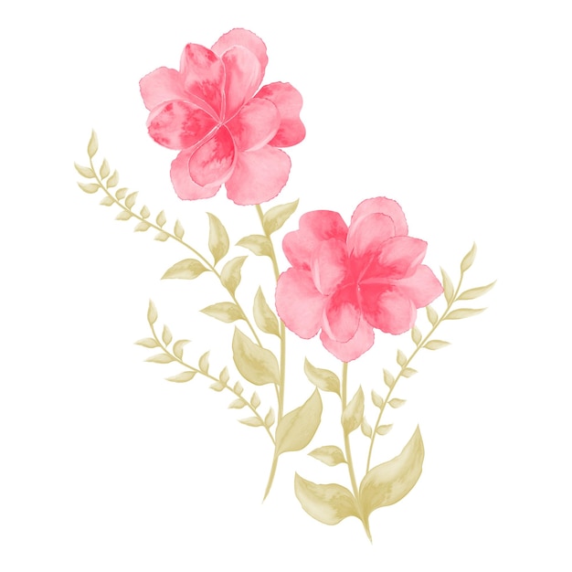 Vector watercolor pink flower