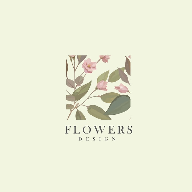 Watercolor pink flowers logo