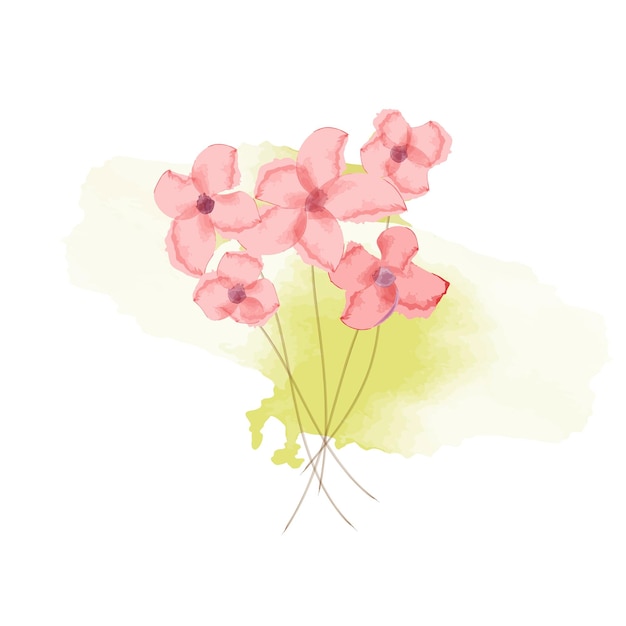 watercolor pink flowers vector illustration