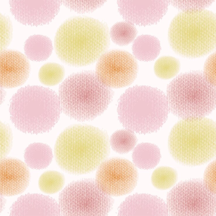 Vector watercolor pink geometric circle dot shape simple repeat seamless pattern