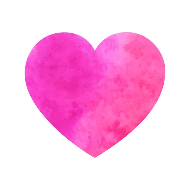 Watercolor pink heart isolated on white background