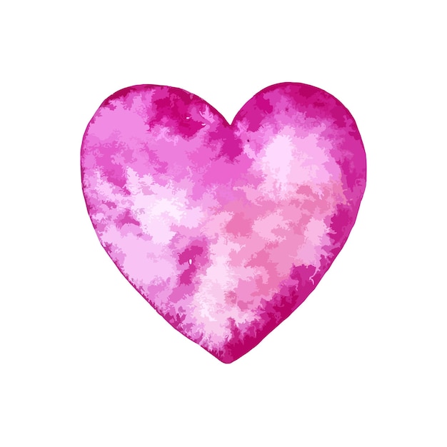 Vector watercolor pink icon heart shape st valentines day sticker