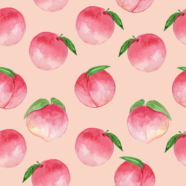 Watercolor pink peach vintage seamless pattern
