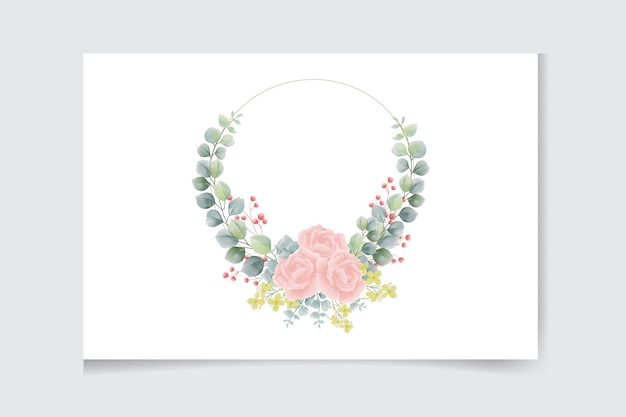 watercolor pink rose with green leaves isolated on white background