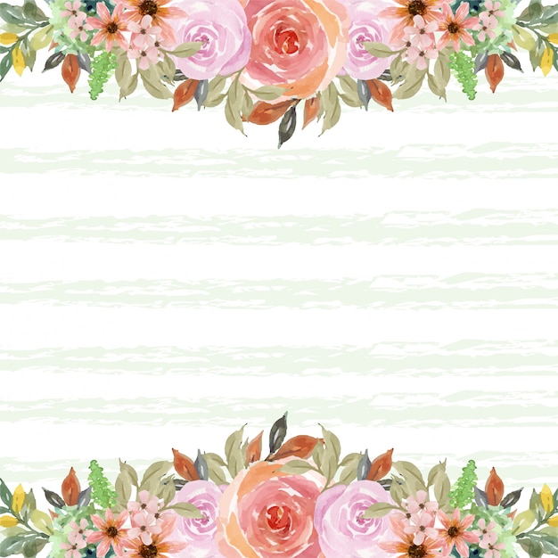 watercolor pink roses frame with copy space