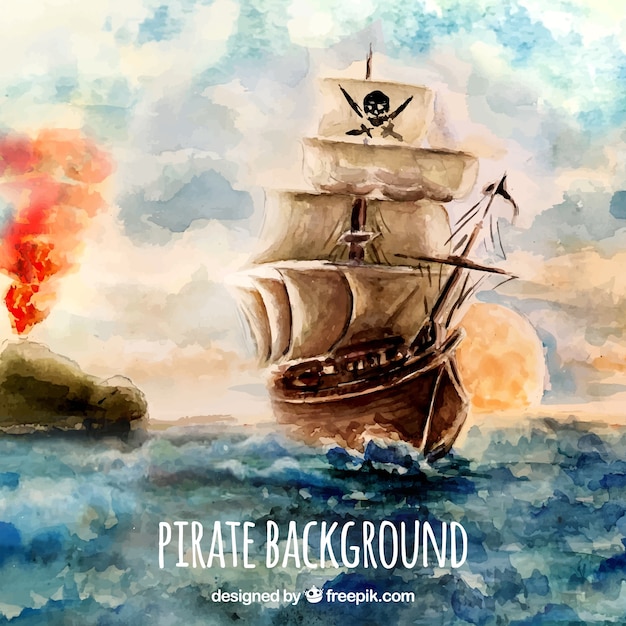 Watercolor pirate background