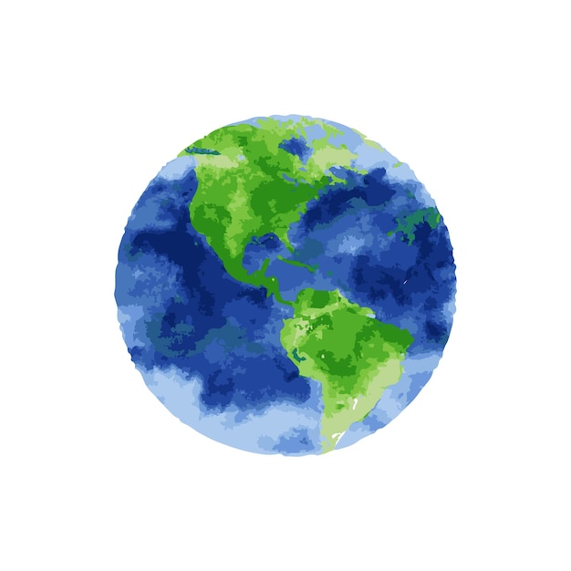 Watercolor Planet Earth Vector Illustration