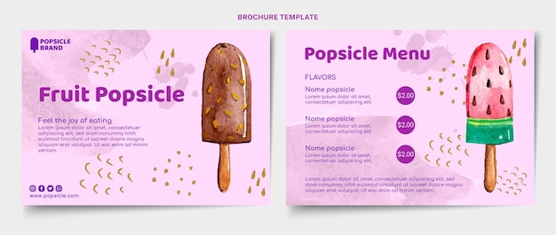 Vector watercolor popsicle brochure