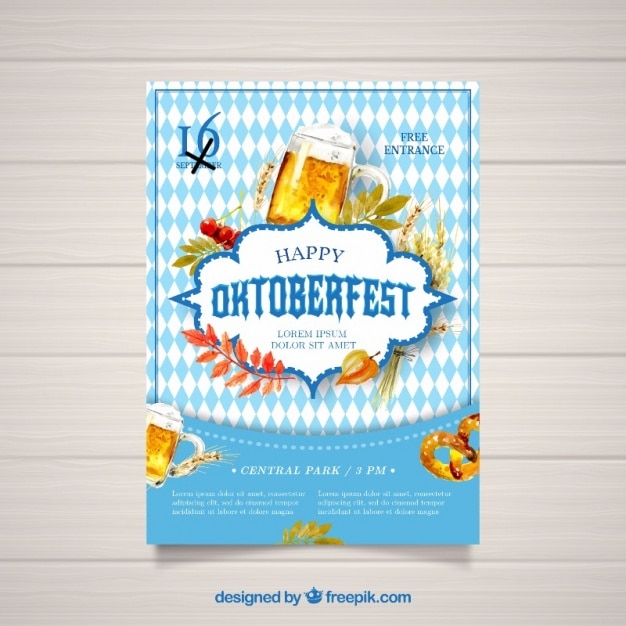 Vettore poster acquerello per oktoberfest