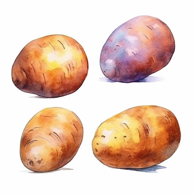 Watercolor Potato Vector Art 2023 Watercolor Potato