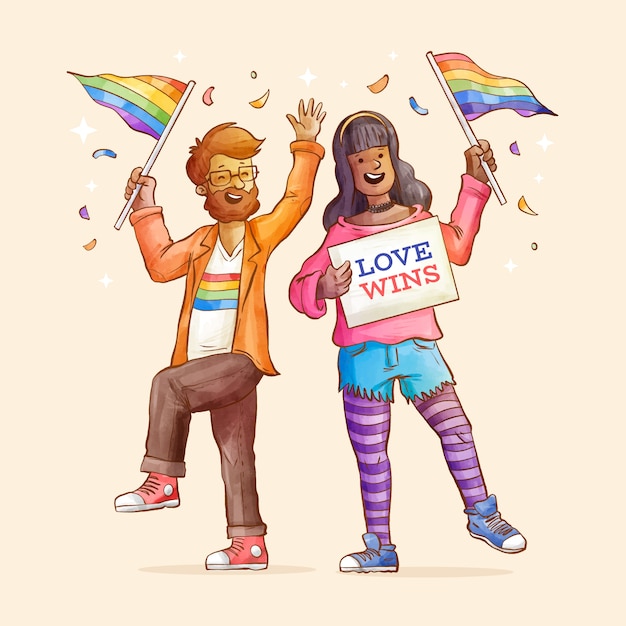 Vector watercolor pride month lgbt illustration