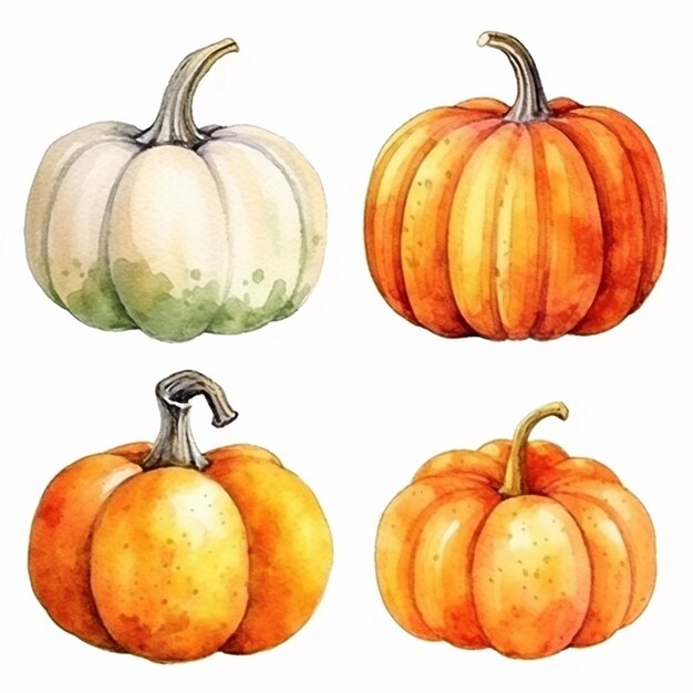 Vector watercolor pumpkin vector art 2023