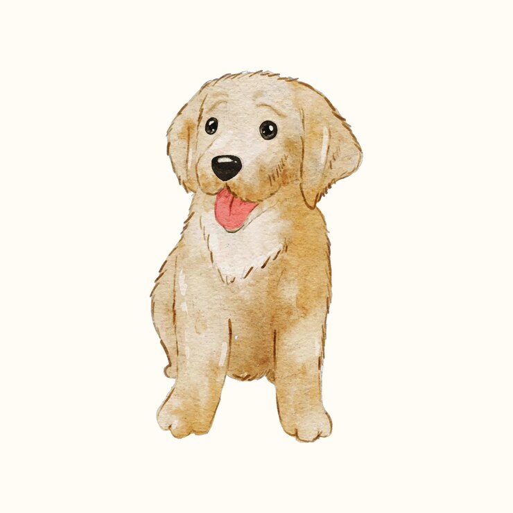 Watercolor puppy dog Cute golden retriever or labrador doggy pet Animal vector Illustration