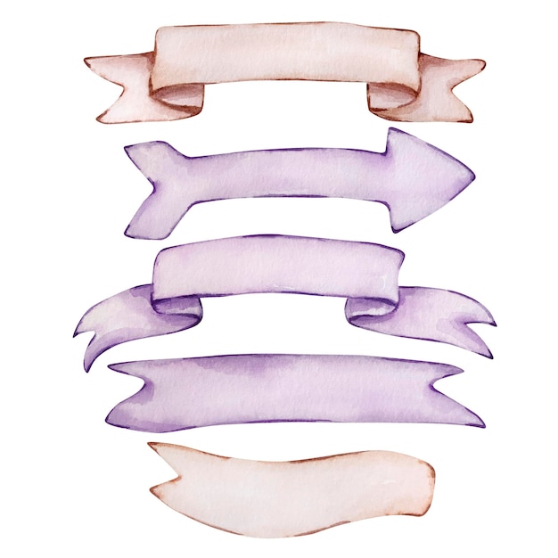 Watercolor purple and beige banners for text