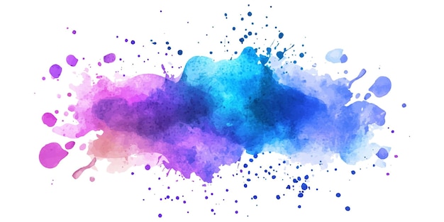 watercolor purple and blue color abstract shape on white background