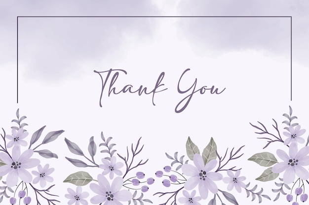 Watercolor purple floral and leaves frame background