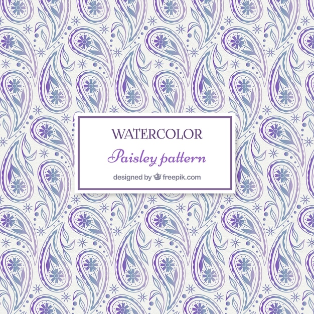 Vettore acquerello viola paisley decorazione floreale modello