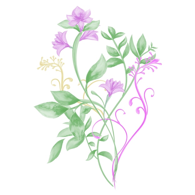 Vector watercolor purple flower arrangement