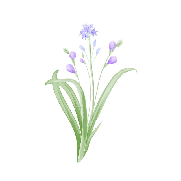 Vector watercolor purple flower