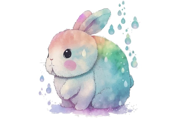 watercolor rabbit vector illustration tshirt print