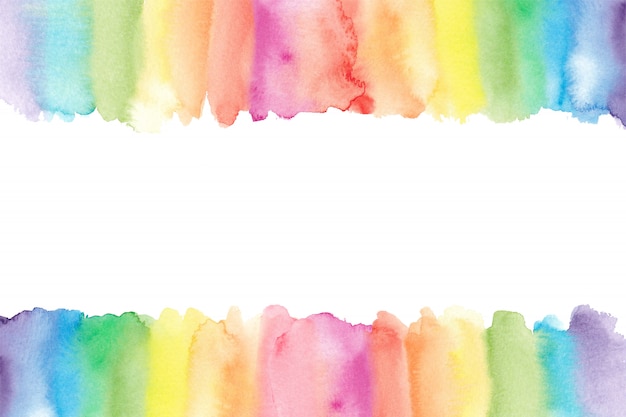 Vector watercolor rainbow border. painted rainbow background