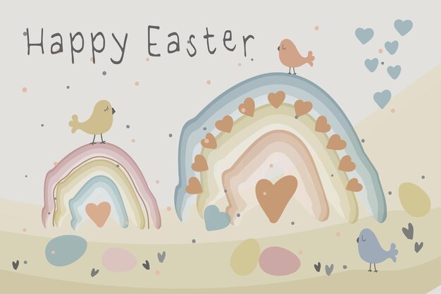 Vector watercolor rainbow happy easter 10