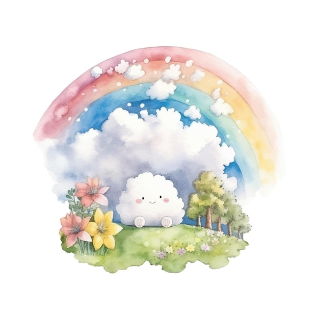 watercolor rainbow illustrations for kids