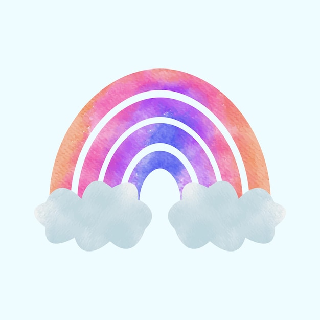 Vettore un arcobaleno ad acquerello e un arcobaleno su uno sfondo azzurro