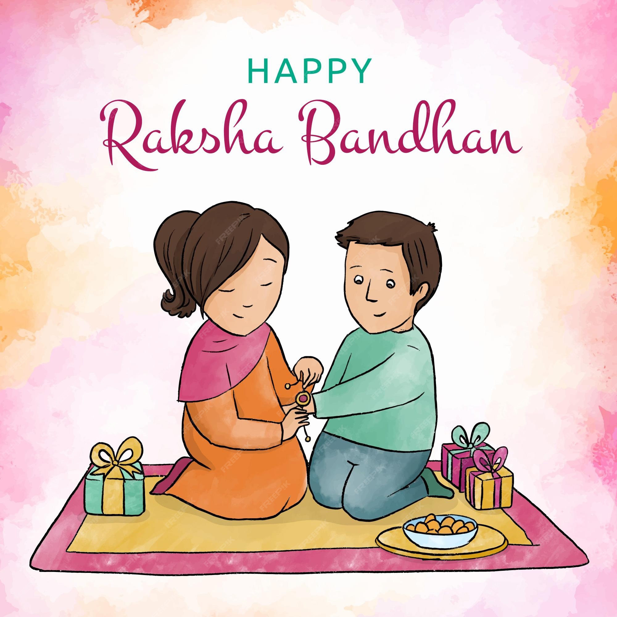 Premium Vector | Watercolor raksha bandhan concept Premium Vector | Watercolor raksha bandhan concept