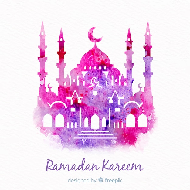 Vector watercolor ramadan background