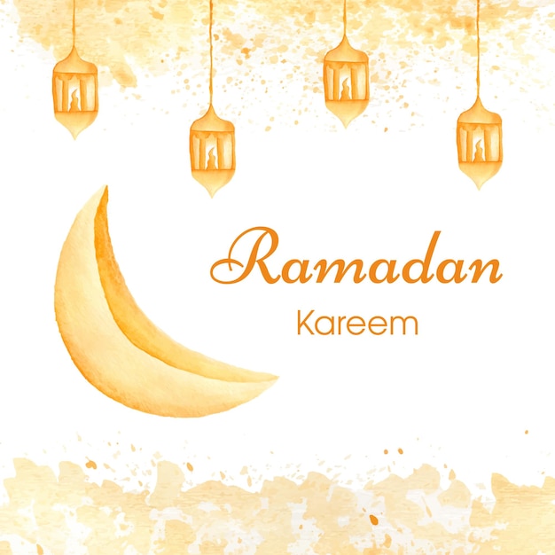 Watercolor Ramadan Kareem Illustration