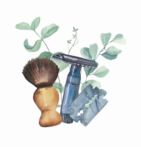 Watercolor razors illustration.